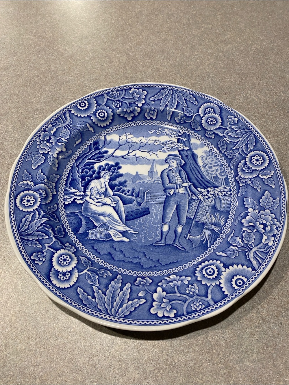 Spode Blue Room Collection Blue and White 'Woodman' Decorative Plate Backstamp